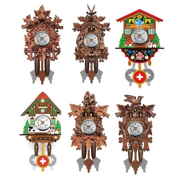 

wall clocks retro style antique wooden hanging cuckoo time alarm clock home living room decoration