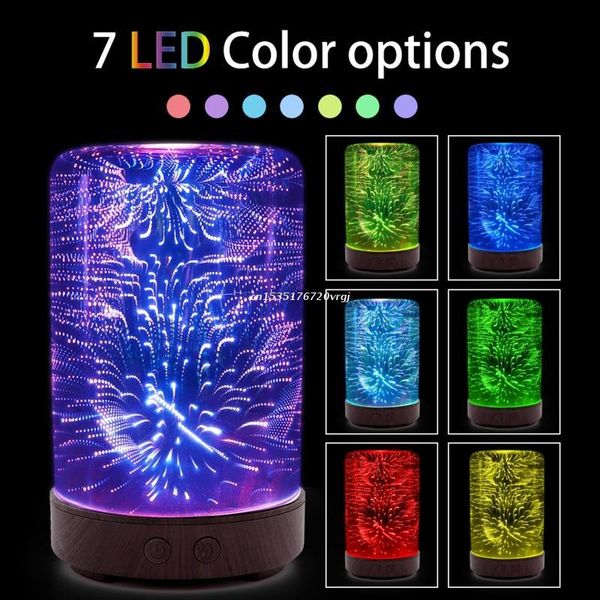 

humidifiers essential oil diffuser humidifier 100ml glass aromatherpy diffusers 7 color led lights changing and waterless auto for dropship