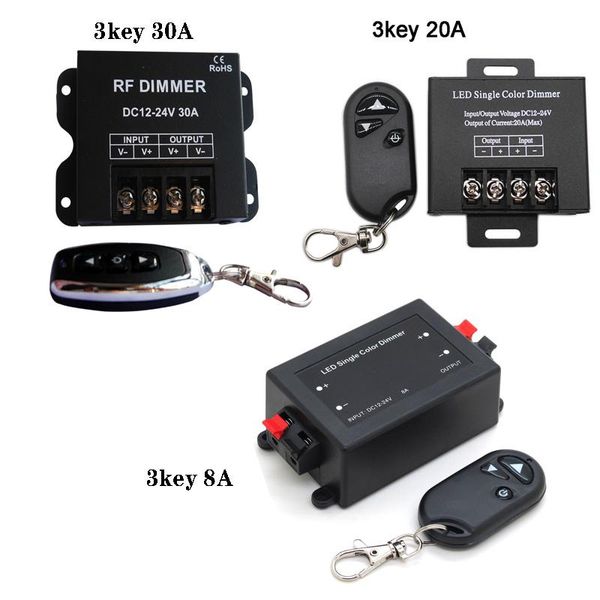 

controllers 3keys led controller single color dimmer dc 12v 24v wirelss rf remote for 3528 3014 2835 strip light
