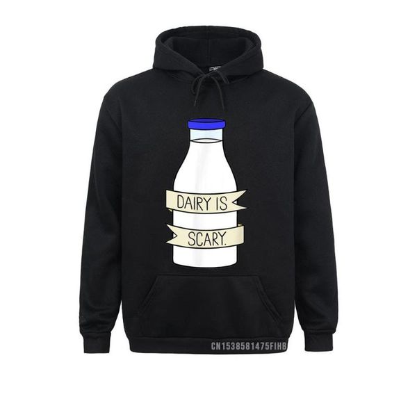 

men's hoodies & sweatshirts dairy is scary veganlactose intolerant sweatshirt holiday long sleeve fitness sportswears for men, Black