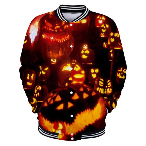 

halloweenjacket men's women's shorts jacket luminous glowing pumpkin pattern baseball jacket comfortable fashion travel sports par, Black;brown