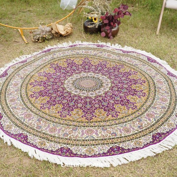 

carpets 6'x6' persian hand-woven indoor silk area carpet qum (yl1059)