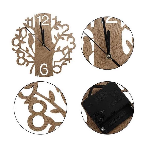 

home decor 3d wood wall clock round digital number creative diy wooden tree silent clock gift for kitchen office decoration 22cm