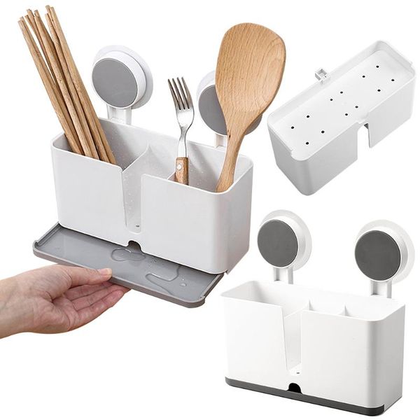 

kitchen storage & organization multifunctional chopstick rack wall mounted drain plastic cutlery tableware box container organizer