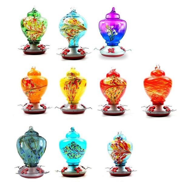 

other bird supplies feeder hand-blown glass hanging hummingbird garden wild drinking fountain feeding station containe