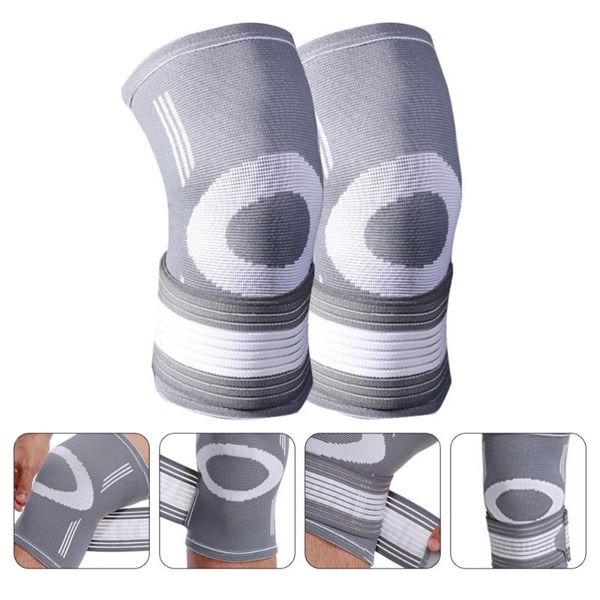 

1 pair pain relief sports knee sleeves knee braces for men, Black;gray