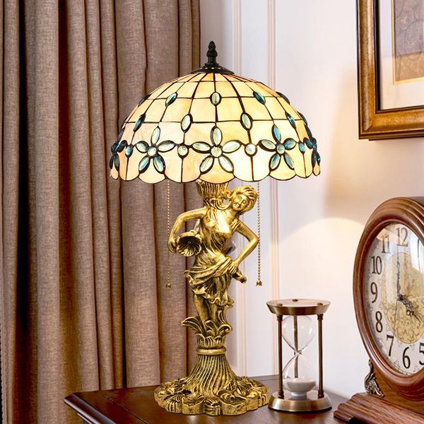 

table lamps garden mediterranean bedroom warm lamp european bedside western restaurant creative decoration handmade natural shell tabl