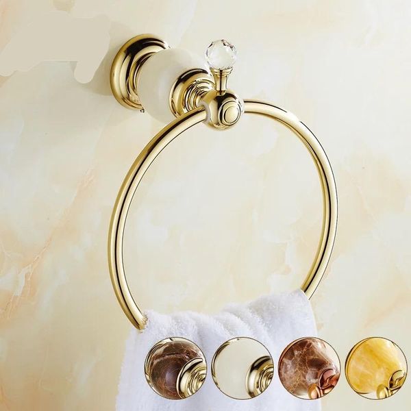 

polished gold copper bathroom towel ring/circle european style round jade towel shelf organizer wall mounted