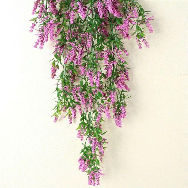 

artificial fake flower lavender vine hanging garland green plant twigs home garden wedding decor room decoration decorative flowers & wreath
