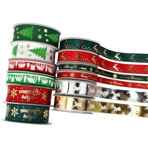 Férias Christmas Grosgrain Grosgrain Set para caixa de presente de natal embalagem embalagem de cabelo curva de cabelo acessório fazendo artesanato DIY CRAFT 8 * 5YD JJA9426