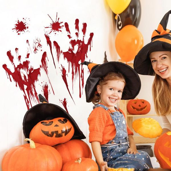 

halloween scary sticker blood fingermark footprint pumpkin paster party decor ornament mark for wall window door