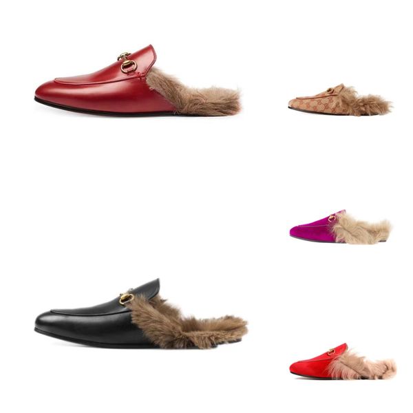 

2021 100% leather and wool fleece women slippers have warm with fashionable street 36-40, Black