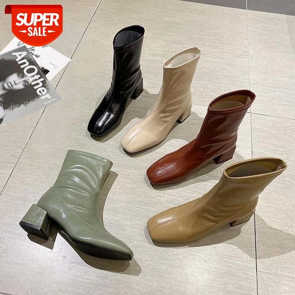 

women 2020 boots genuine leather platform fetish stripper short ankle boots prom chunky low 5cm high heels green shoes #6j5z, Black
