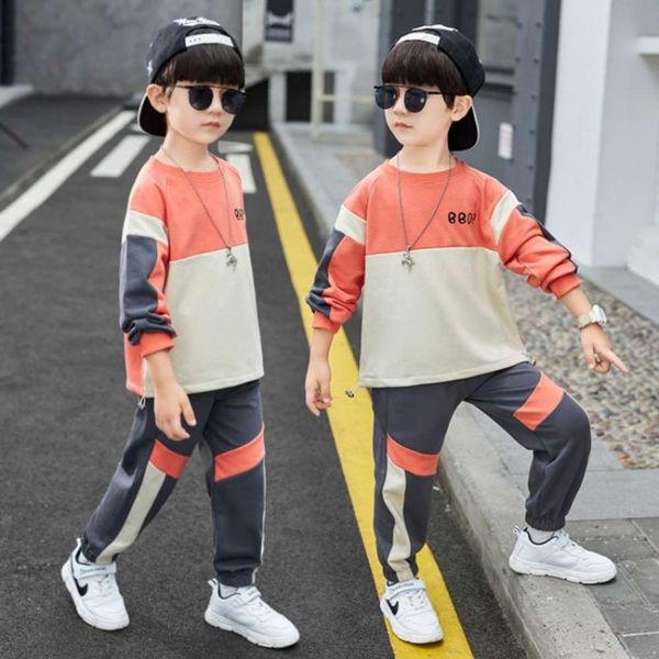 

new 2020 boys' children's autumn sports two piece suit, White