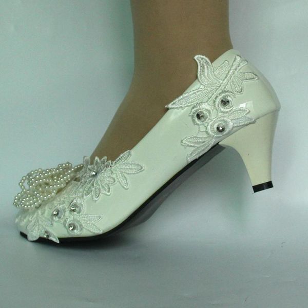 

dress shoes lady lace flower shoes,white wedding bridal high heel close-toe us size 5-us 9.5, Black