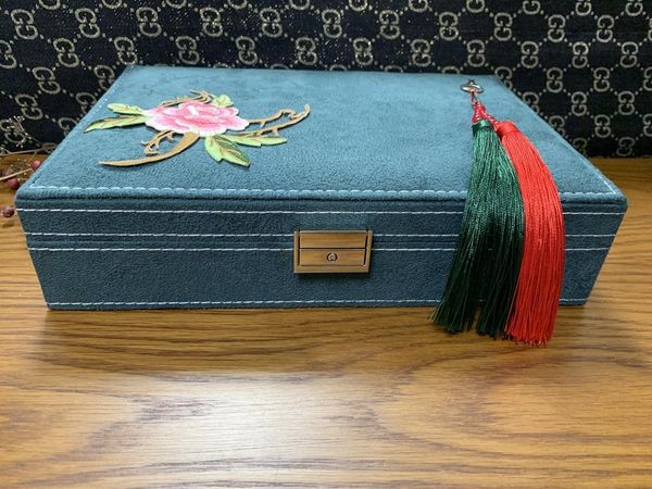 

jewelry pouches, bags chinese vintage fashion organizer box necklaces earrings rings display holder case for women large capacity gifts, Pink;blue