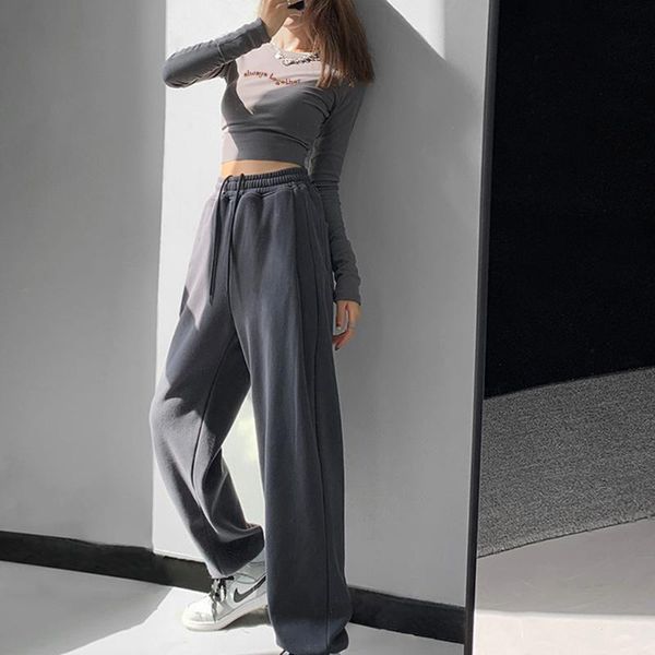 

women's t-shirt harajuku letter printing tshirt women cotton pants sets long sleeve tight casual fashion streetwear female gothic, White