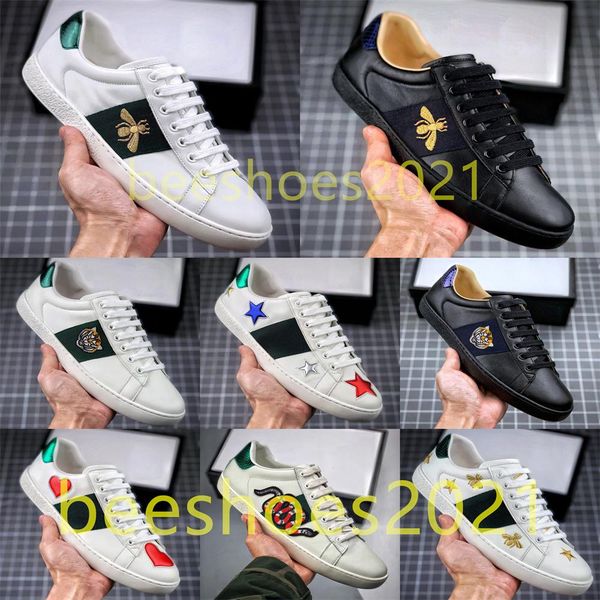 

mens italy bee walking casual shoes women flat shoe tiger snake green red stripes embroidered couples fashion trainers chaussures b4, Black