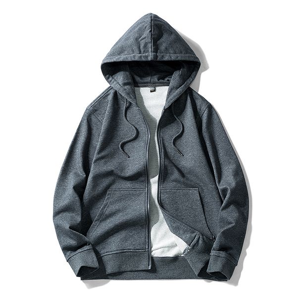 

men new casual cotton solid hoodie sweatshirts winter loose style zipper hoodie sweatshirts men, Black