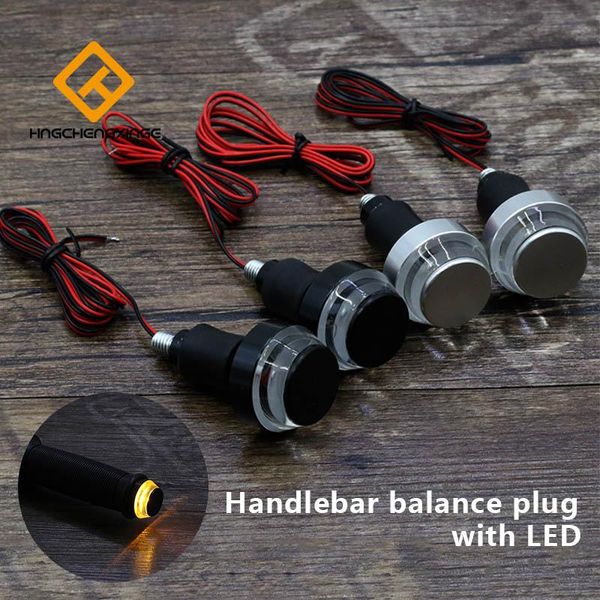

handlebars 2pcs led motorcycle handlebar end turn signal light yellow universal 22mm indicator flasher handle bar blinker side marker lamp