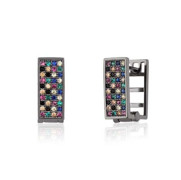 

ins color zircon independent packaging dangle men's and women's personality rectangular exquisite earrings, Silver