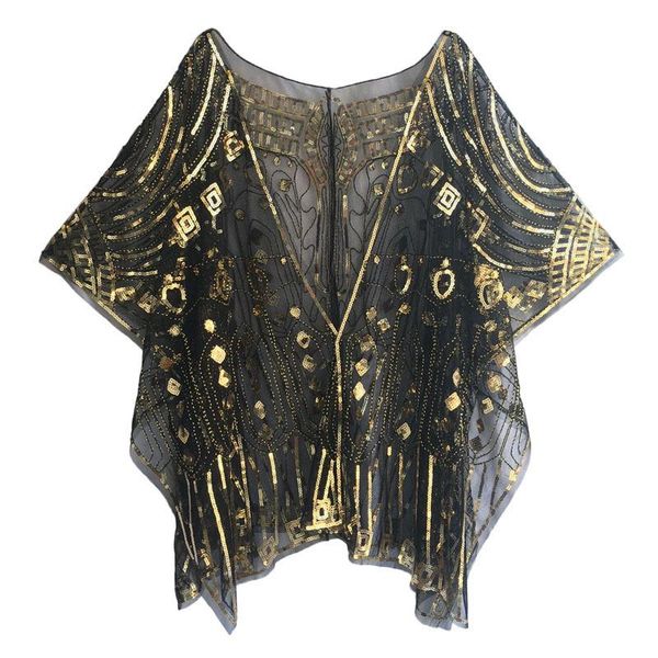 

scarves sequined beaded evening wrap party bridal shawl bolero flapper mesh wedding cover up 1920s scarf christmas / halloween cloak, Blue;gray