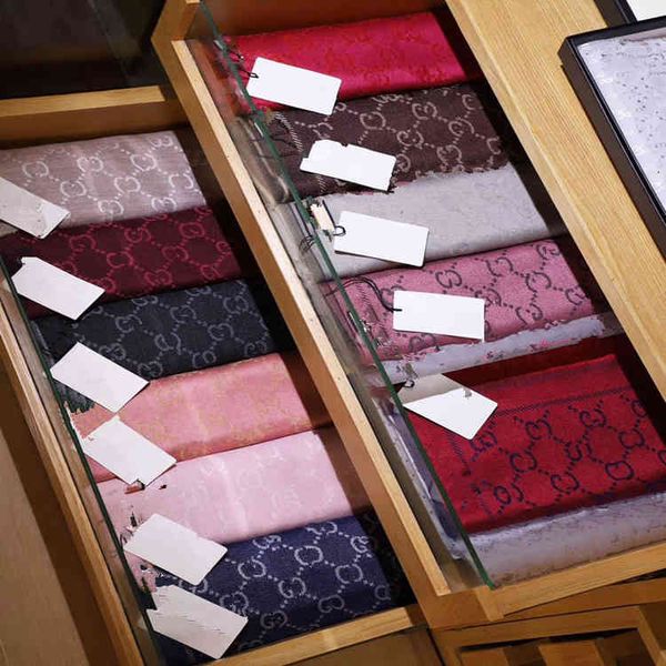 

scarf neckerchief scarves high version double-sided wool grey pink letter g long women's autumn and winter cashmere shawl bib warm styl, Blue;gray