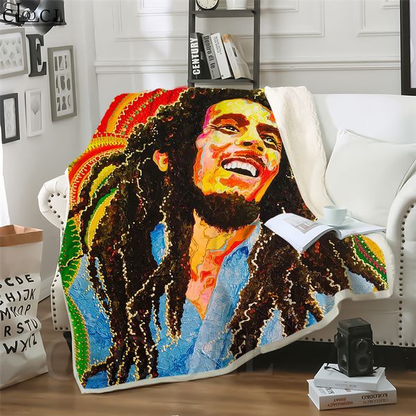 

cloocl reggae singer bob marley 3d print harajuku air conditioning blanket sofa teens bedding throw blanket plush quilt