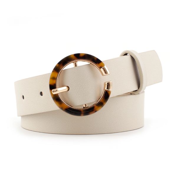 

luxe mode casual vrouwen riem mode trend luipaard print ronde gp decoratie pu leer zwart beige witte riemo0uy, Black;brown