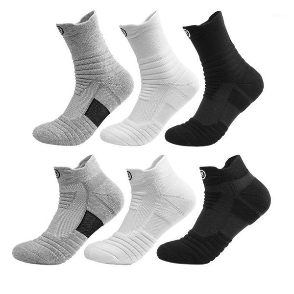 

men's socks running breathable sports basketball cycling men women anti slip moisture wicking thick athletic, Black