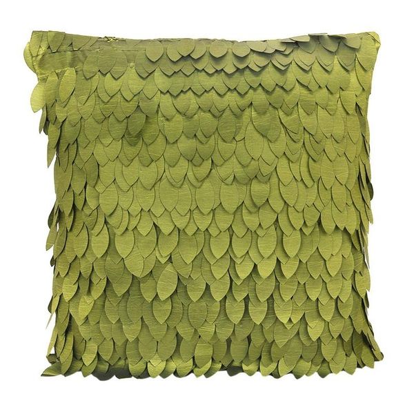 

pillow case 1 x leaf-pattern satin cover for sofa cushion car/bed 43 43cm---olive green