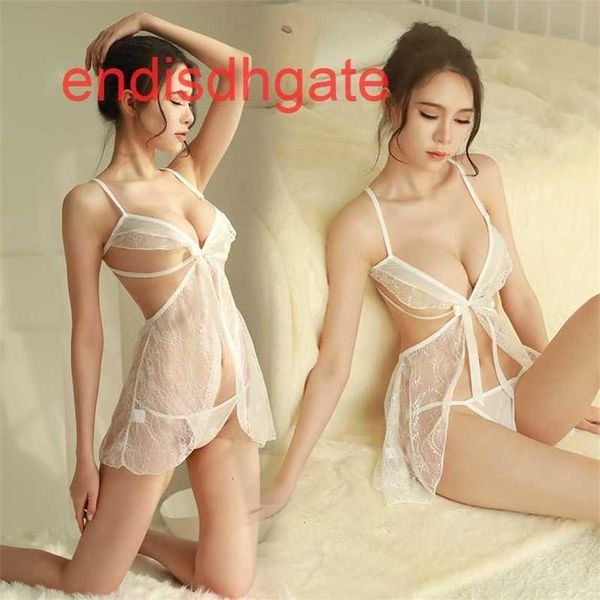 

factoryh7dglace underwear pajamas aesthetic perspective of women's open breast gauze, Black;white