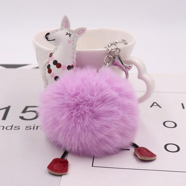 

keychains fashion sheep keychain fur key ring cute pom keyring bag car trinket women gift, Silver