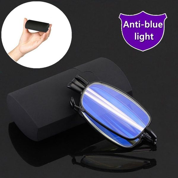 

sunglasses foldable reading glasses anti blue light metal frame spring hinge presbyopia uv400 lightweight temple case, White;black
