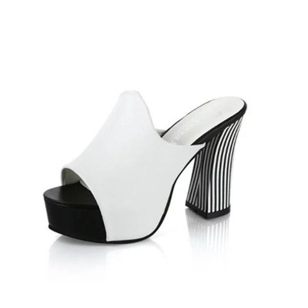 

new sandalas women pu leather sandals thick heel slippers woman platform wedges summer shoes woman flip flops black white a007