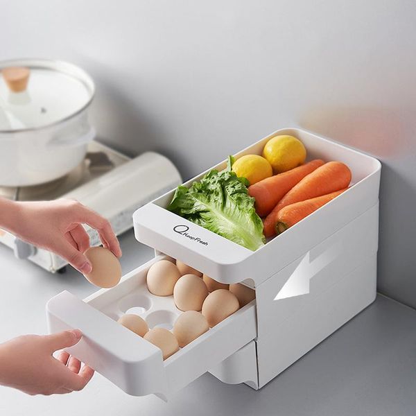 

storage bottles & jars household egg box drawer-type refrigerator plastic transparent dumpling double layer tray