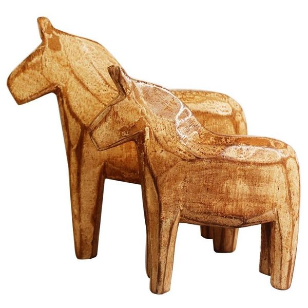

decorative objects & figurines set of 2 unfinished wooden horse figurine trojan decoration wood carving animal crafts great ornament for you