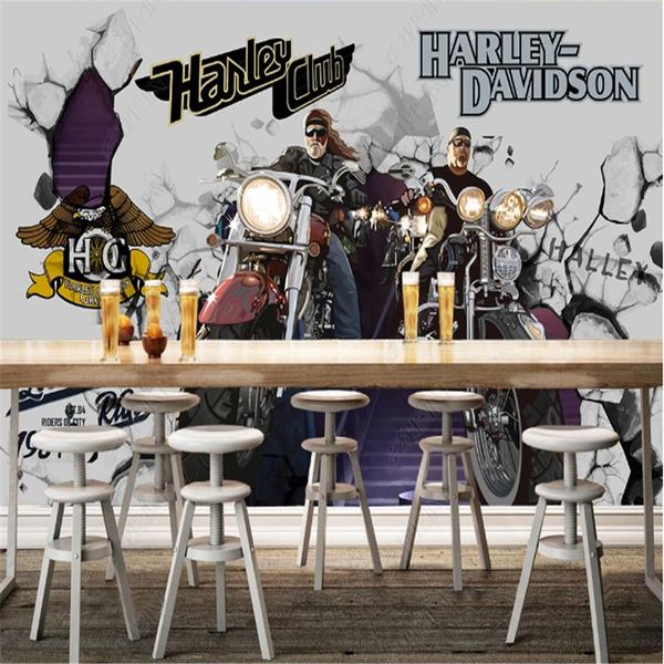 

wallpapers custom graffiti mural characters motorcycle bar industrial decor restaurant background wall paper papel de parede