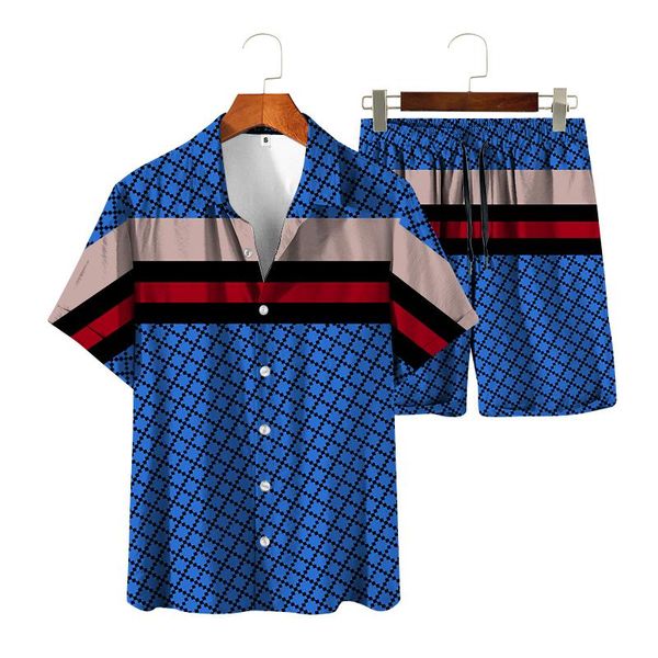 

men's casual shirts suit summer fashion 2-piece set street lapel short-sleeved shirt and shorts pants wear jogging sportswear, White;black
