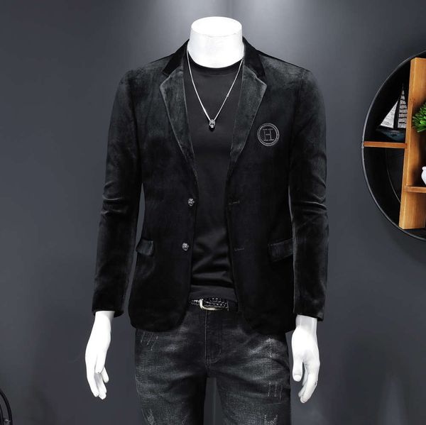 

ruffian golden velvet autumn and winter men's suit one-piece coat advanced sense handsome inter, Black;brown