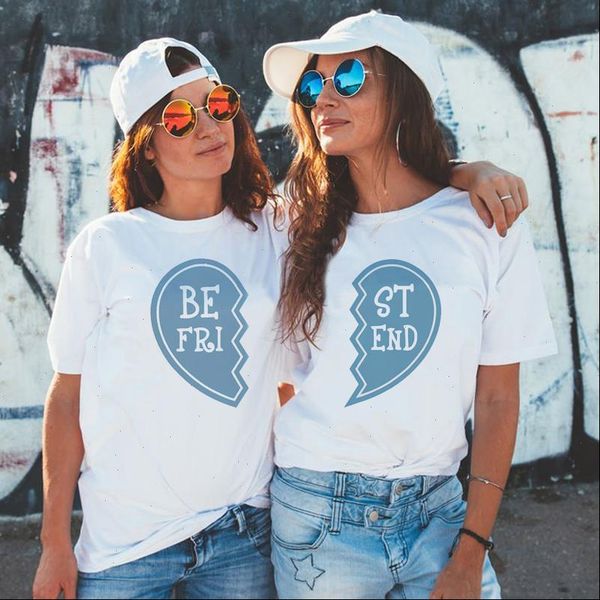 

summer 2021 fashion friend shirts women short sleeve t shirt bff sisters gifts for friends tees for her, White