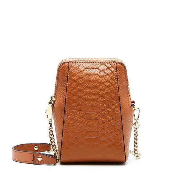 

hbp brown leather phones bags female diagonal crocodile pattern chain bag fashion vertical section wild mobile phone mini pack gift 1172