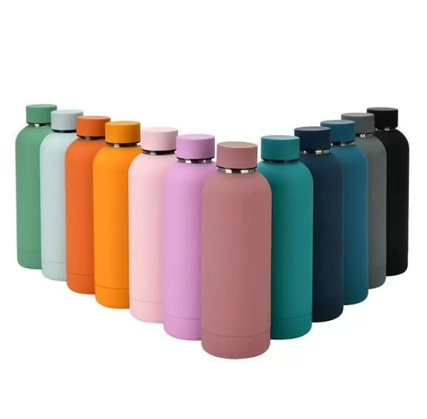 Tasse 17 Unzen 500 ml Flasche Sportwasserflasche Doppelwandiger vakuumisolierter Edelstahlbecher Reisethermoskanne Benutzerdefinierte matte Farben 0228