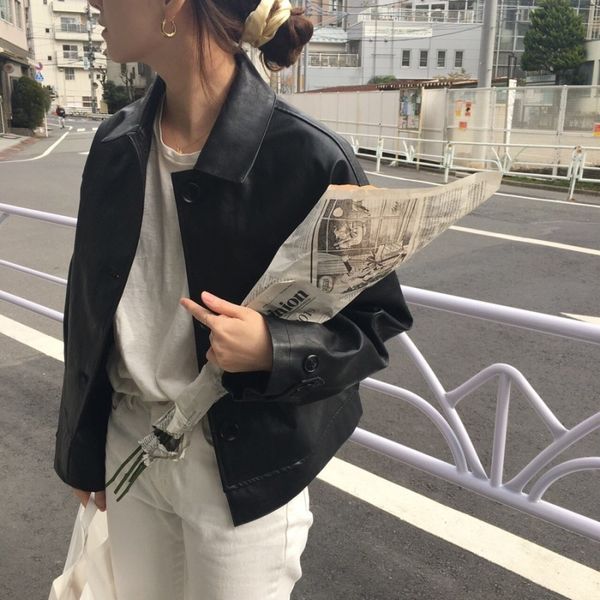 

autumn female turn collar single ladies korean stylish chic jacket coats 34p4, Black;brown