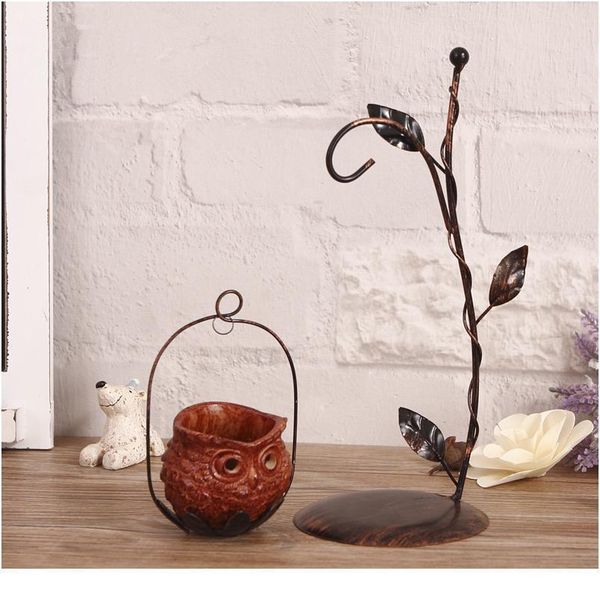 

metal candle holder household owl-shaped candlestick deskdecor for living room bedroom black go qylcjm