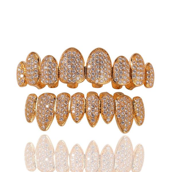 

new arrival hip hop iced out silver teeth grillz & bottom grills dental mouth punk teeth caps cosplay party rapper jewelry, Black