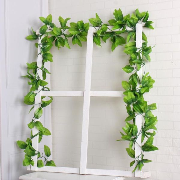

2.4meters artificial leaves plants vine wedding party home garden fence decoration plant rattan wall hanging creeper ivy garland