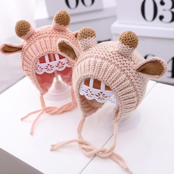 

caps & hats cartoon deer baby hat winter warm thicker knitted beanie for children boys girls ear protection bonnet enfant, Yellow
