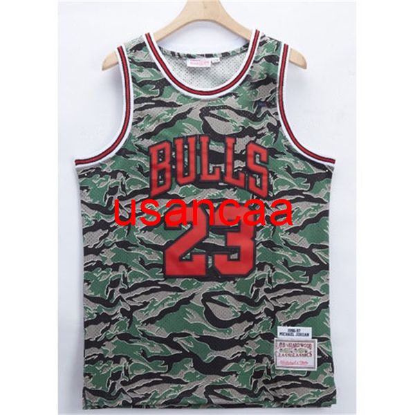 Masculino bordado 23# Michael 2021 Nova temporada de camuflagem Jerseys de basquete S M L XL XXL