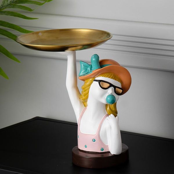 

storage bottles & jars resin bubble gum girl decoration living room office jewelry fruit plate french fighting dog squirrel cat crafts